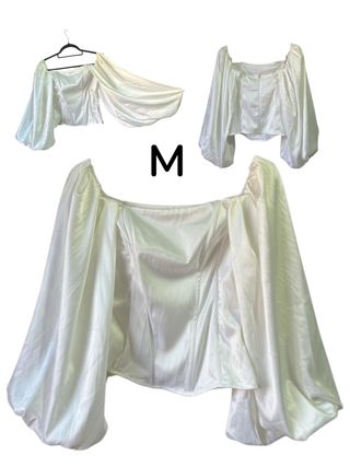 Top Corset Satinado Mangas Abullonadas M
