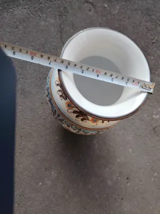 Vaso Ceramica Decorato Blu e Multicolore