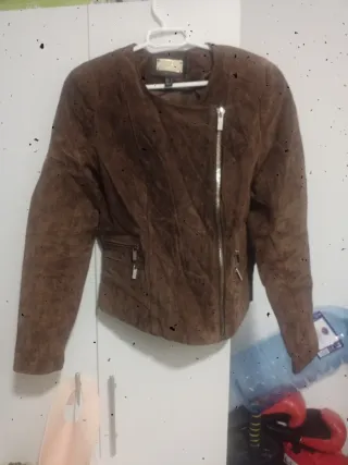 Chaqueta Mango Piel Marrón Talla M