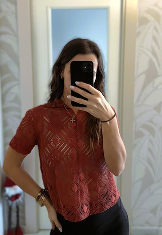Top Zara Crochet Rojo