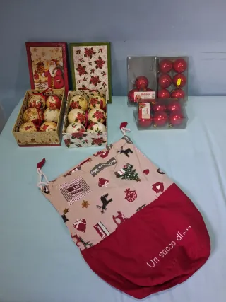 27Palline Natalizie vintage e rosse +sacca regalo