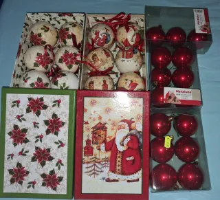 27Palline Natalizie vintage e rosse +sacca regalo