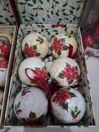 27Palline Natalizie vintage e rosse +sacca regalo