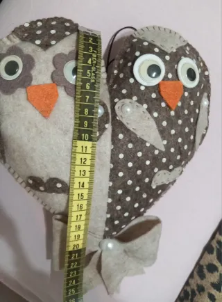 Gufi a cuore feltro fatti a mano 24x20cm