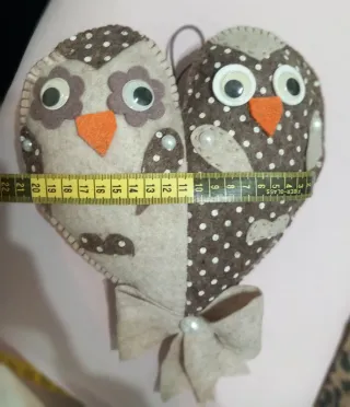 Gufi a cuore feltro fatti a mano 24x20cm