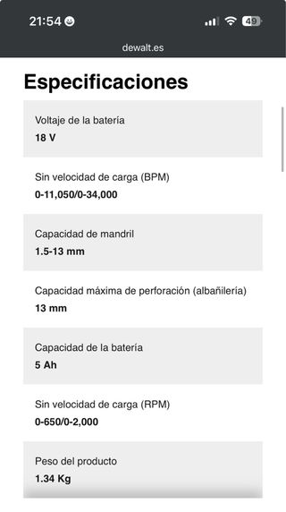 Taladro Perc. Dewalt XR 18V sin escobillas NUEVO