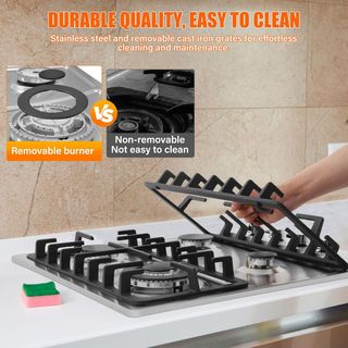 Piano cottura a gas 4 fuochi in acciaio