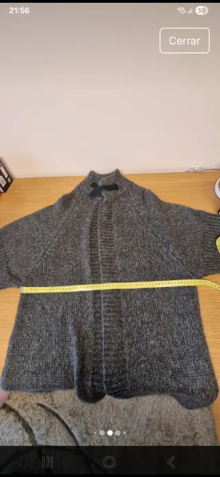 Abrigo de punto gris manga caída