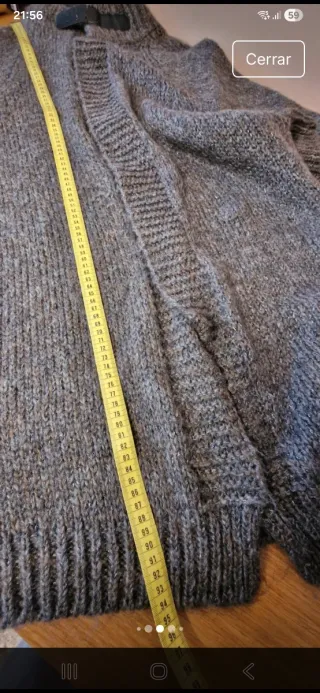 Abrigo de punto gris manga caída