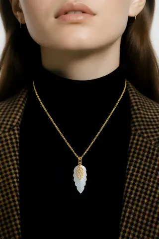 Collar Lyria Hoja Oro Blanco