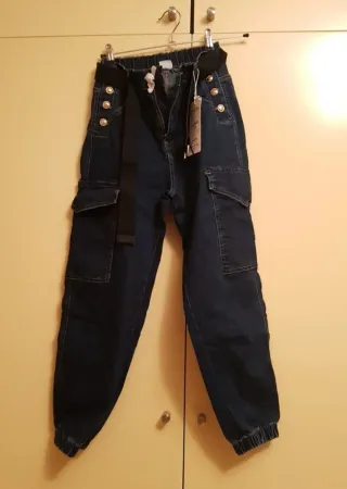 Pantalón cargo vaquero azul marino T.XS