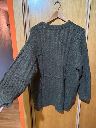 Jersey punto trenzado verde talla m