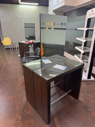 Tocador peluquería doble con espejo