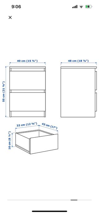 Juego de 2 Mesitas de Noche Ikea Malm