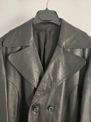 Chaquetón Piel Vintage Negro