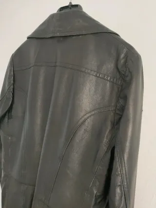 Chaquetón Piel Vintage Negro