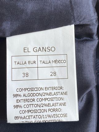 Vestido El Ganso Talla 38 Azul con Tiras