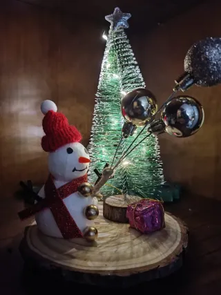 Muñeco de Nieve Navideño con Adornos