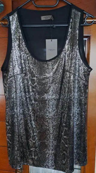 Top LENTEJUELAS FIESTA CORTEFIEL navidad brillante