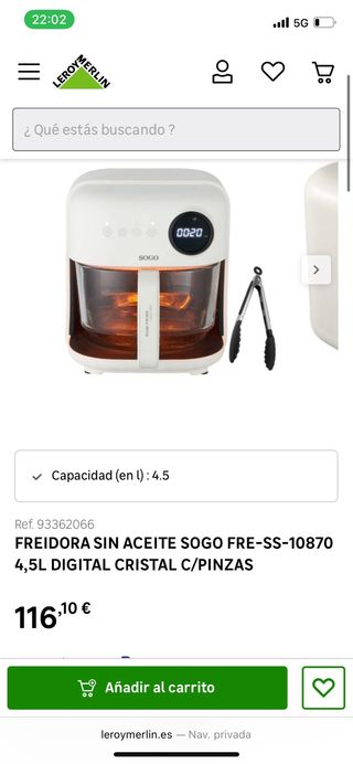 Freidora de Aire  Sogo Digi Fryer Vision 1300