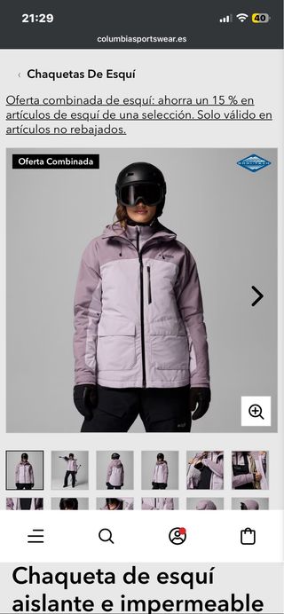 Chaqueta de esquí Columbia morada