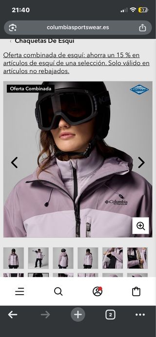 Chaqueta de esquí Columbia morada