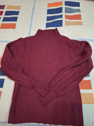 Jersey mujer cuello alto manga abullonada