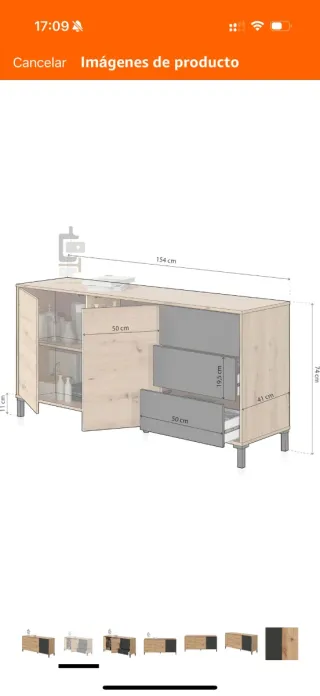 Aparador de madera marrón y gris