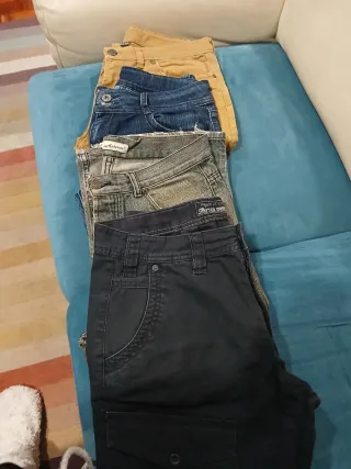 4 Pantalones Vaqueros Azúl,mostaza,negro y gris