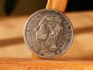 Moneda Plata 50 céntimos 1880 *8*0 Alfonso XII