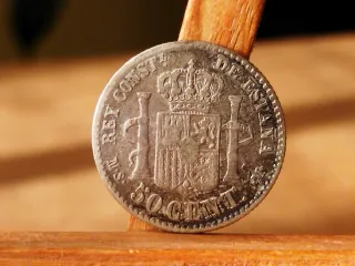 Moneda Plata 50 céntimos 1880 *8*0 Alfonso XII