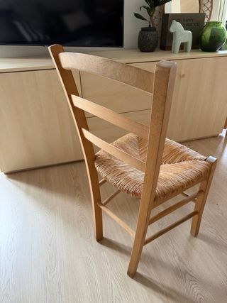 4 Sillas Rústicas Madera y Ratán