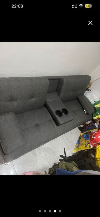 Sofá cama gris de tela