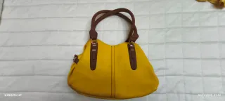 Borsa donna gialla con manici marroni