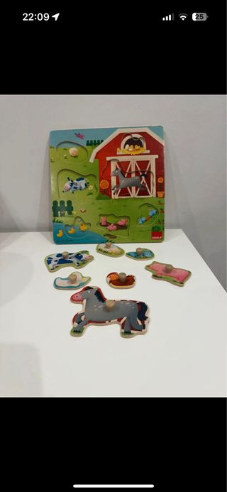 Puzzle madera animales granja