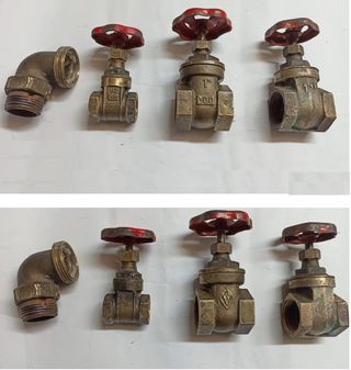 3 valvole saracinesca vintage ottone pesante