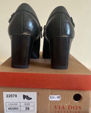 Botines tacón ancho negros talla 38