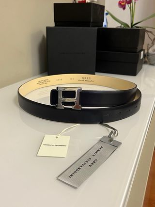 Cintura Daniele Alessandrini Pelle Blu Argento