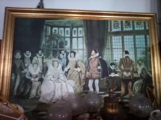 Cuadro estilo antiguo con marco dorado