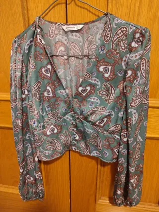 Blusa Stradivarius Estampada Verde