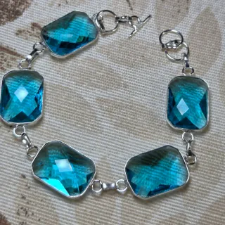 Pulsera Plata 925 Topacio Azul