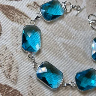 Pulsera Plata 925 Topacio Azul