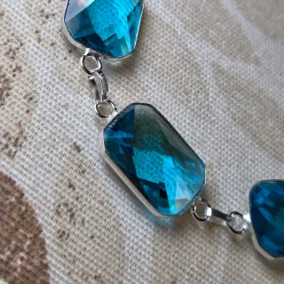 Pulsera Plata 925 Topacio Azul