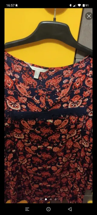 Vestido estampado azul y rojo