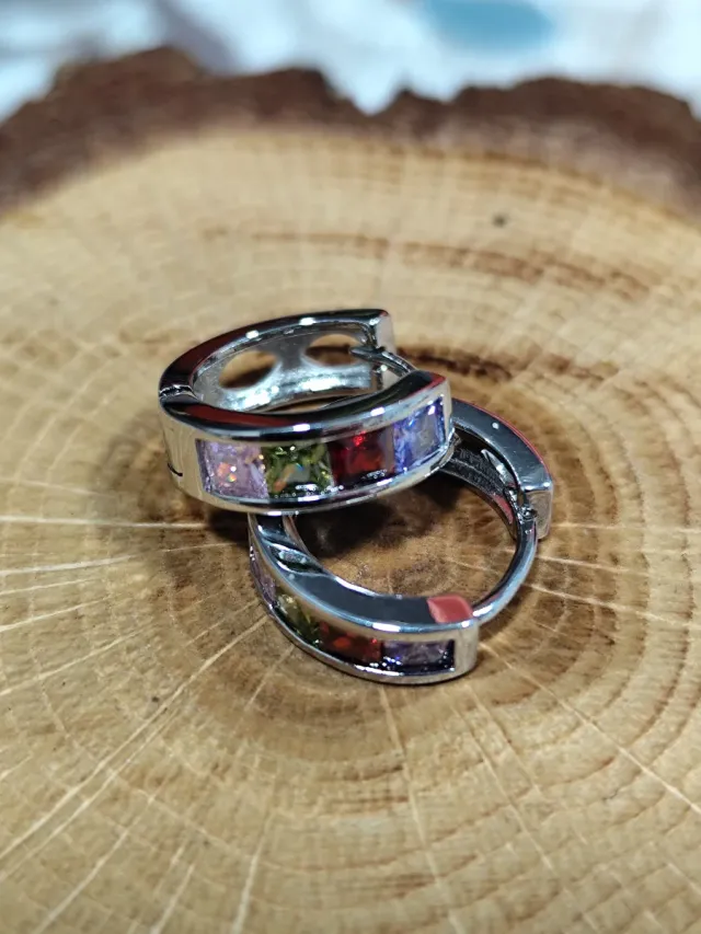 Pendientes Acero Circonitas Multicolor