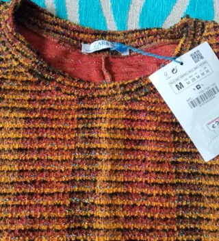 Jersey Zara corto mujer rayas brillantes
