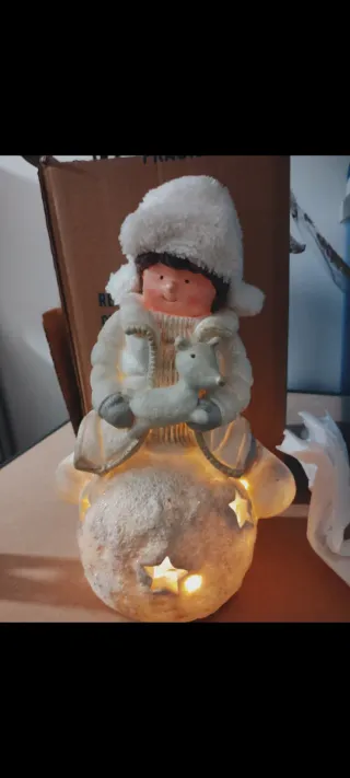 Figura Niña Navidad con Luz