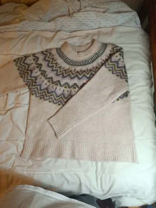 Jersey punto fino beige multicolor