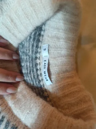 Jersey punto fino beige multicolor