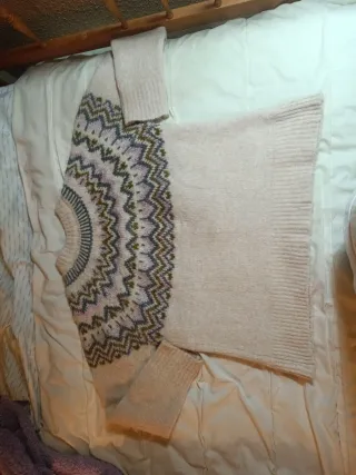 Jersey punto fino beige multicolor